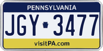 PA license plate JGY3477