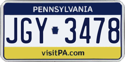 PA license plate JGY3478