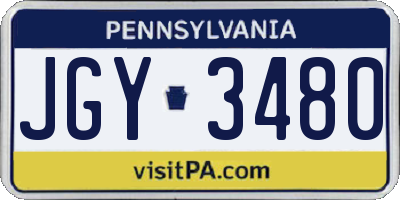 PA license plate JGY3480