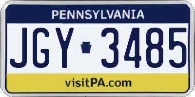 PA license plate JGY3485