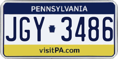 PA license plate JGY3486