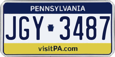 PA license plate JGY3487