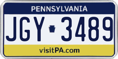 PA license plate JGY3489