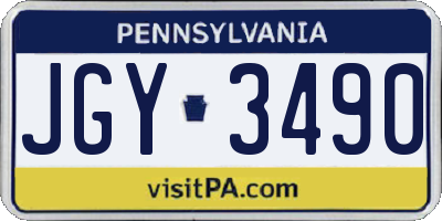 PA license plate JGY3490