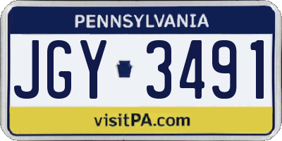PA license plate JGY3491