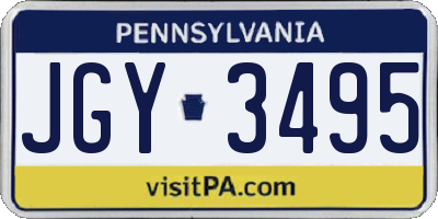 PA license plate JGY3495