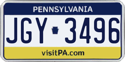 PA license plate JGY3496
