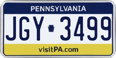PA license plate JGY3499
