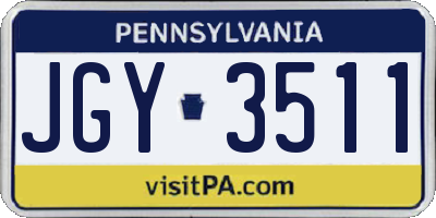 PA license plate JGY3511