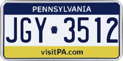 PA license plate JGY3512