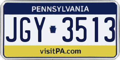 PA license plate JGY3513