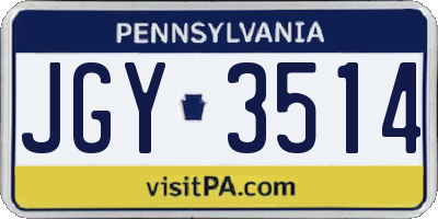 PA license plate JGY3514