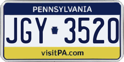PA license plate JGY3520