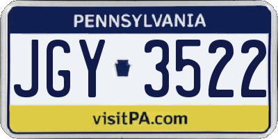 PA license plate JGY3522
