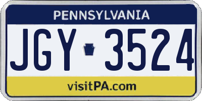 PA license plate JGY3524
