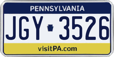 PA license plate JGY3526