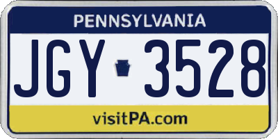 PA license plate JGY3528