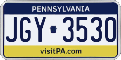 PA license plate JGY3530