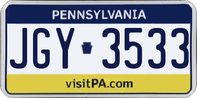 PA license plate JGY3533