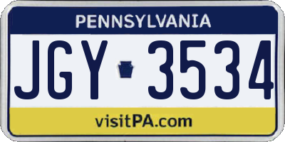 PA license plate JGY3534