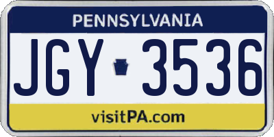 PA license plate JGY3536