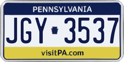 PA license plate JGY3537