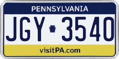 PA license plate JGY3540