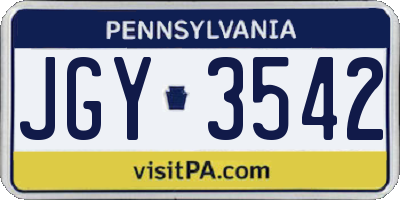 PA license plate JGY3542