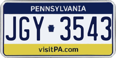 PA license plate JGY3543