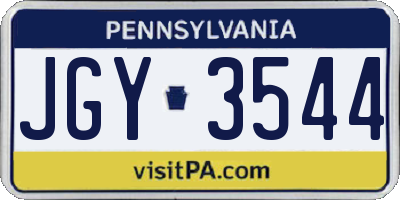 PA license plate JGY3544