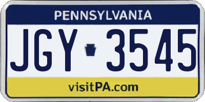 PA license plate JGY3545