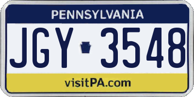 PA license plate JGY3548