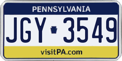 PA license plate JGY3549
