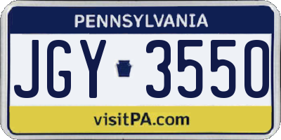 PA license plate JGY3550