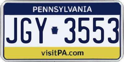 PA license plate JGY3553