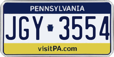 PA license plate JGY3554