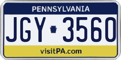 PA license plate JGY3560