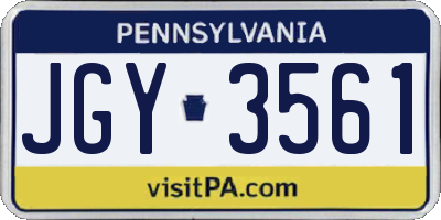 PA license plate JGY3561