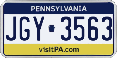PA license plate JGY3563