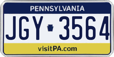 PA license plate JGY3564