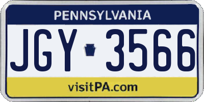 PA license plate JGY3566