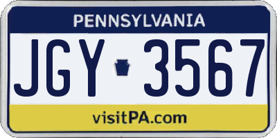 PA license plate JGY3567