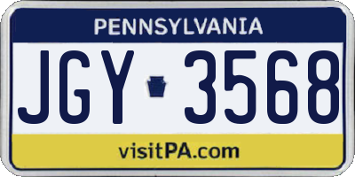 PA license plate JGY3568