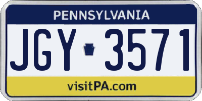 PA license plate JGY3571