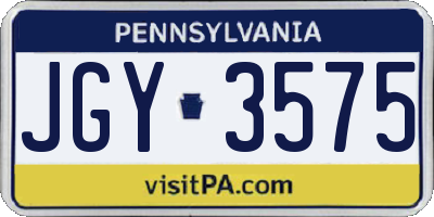 PA license plate JGY3575