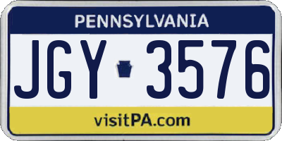 PA license plate JGY3576