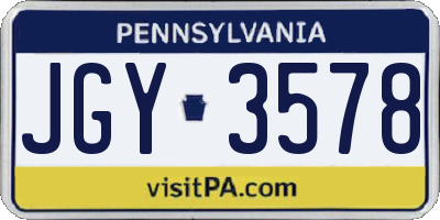 PA license plate JGY3578