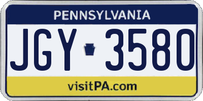 PA license plate JGY3580