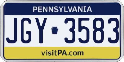 PA license plate JGY3583
