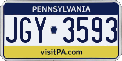 PA license plate JGY3593